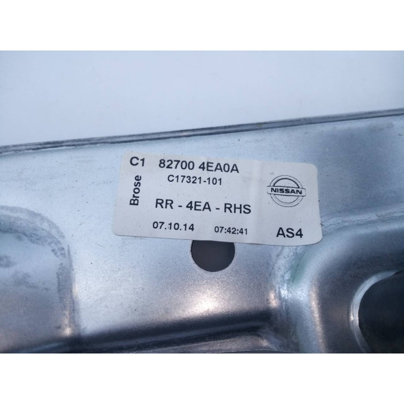 Recambio de elevalunas trasero derecho para nissan qashqai (j11) visia referencia OEM IAM 827004EA0A  E2-A4-15-1