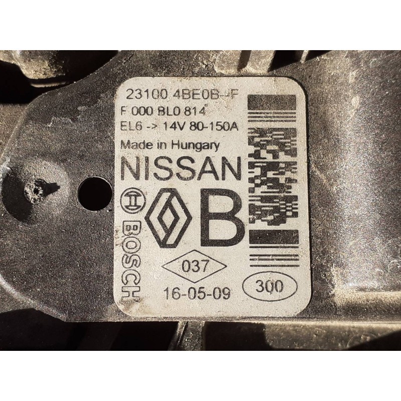 Recambio de alternador para nissan qashqai (j11) tekna referencia OEM IAM F0008L0814  P3-A4-20-5