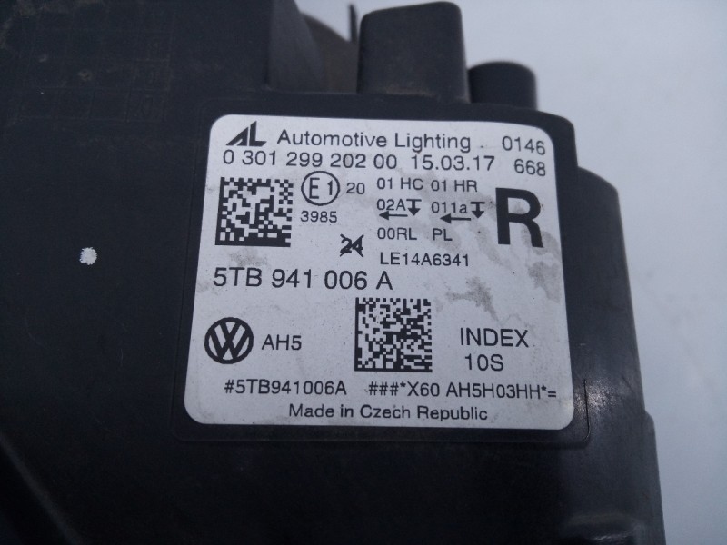 Recambio de faro derecho para volkswagen touran (5t1) advance bmt referencia OEM IAM 5TB941006A  E1-A5-23-2