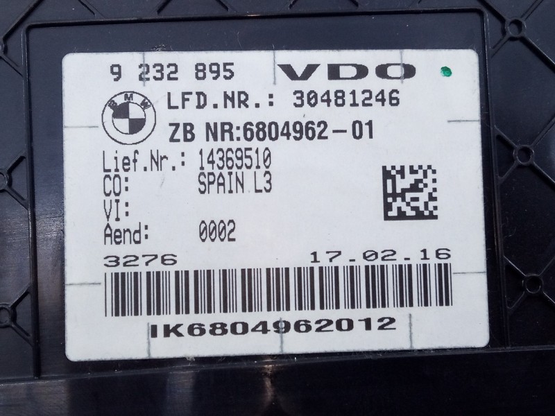 Recambio de cuadro instrumentos para bmw serie 4 coupe (f32) 420d luxury line referencia OEM IAM 9232895 680496201 E3-A2-24-4