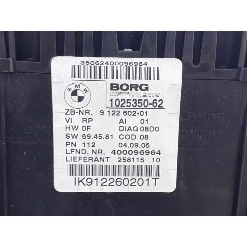 Recambio de cuadro instrumentos para bmw serie 3 berlina (e90) 320d referencia OEM IAM 912260201 102535062 E3-A2-29-2