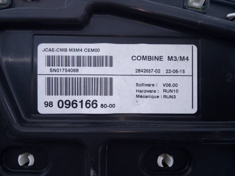 Recambio de cuadro instrumentos para citroën c-elysée exclusive referencia OEM IAM 9809616680  E3-B2-54-2