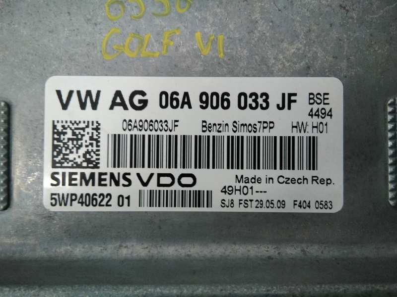 Recambio de centralita motor uce para volkswagen golf vi (5k1) advance referencia OEM IAM 06A906033JF 5WP4062201 E2-A1-7-2