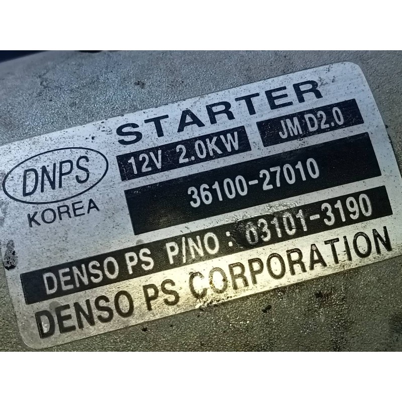 Recambio de motor arranque para hyundai santa fe (bm) 2.2 crdi style 4x4 referencia OEM IAM 3610027010 031013190 P3-A7-13-1