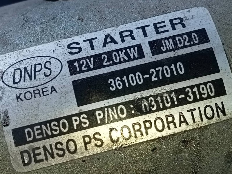 Recambio de motor arranque para hyundai santa fe (bm) 2.2 crdi style 4x4 referencia OEM IAM 3610027010 031013190 P3-A7-13-1