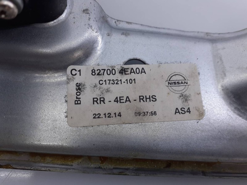 Recambio de elevalunas trasero derecho para nissan qashqai (j11) acenta referencia OEM IAM 827004EA0A  E2-A4-33-1