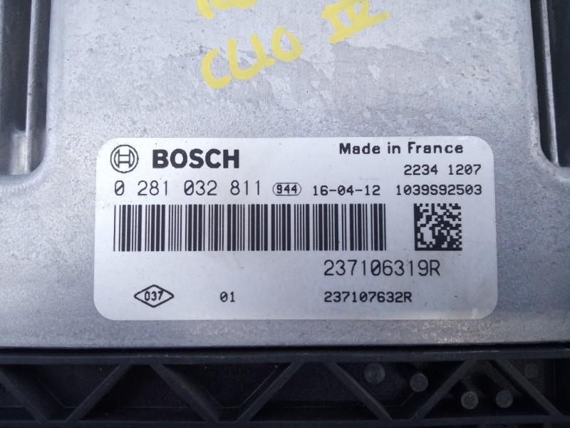 Recambio de centralita motor uce para renault clio iv limited referencia OEM IAM 237106319R 0281032811 E2-A1-30-7