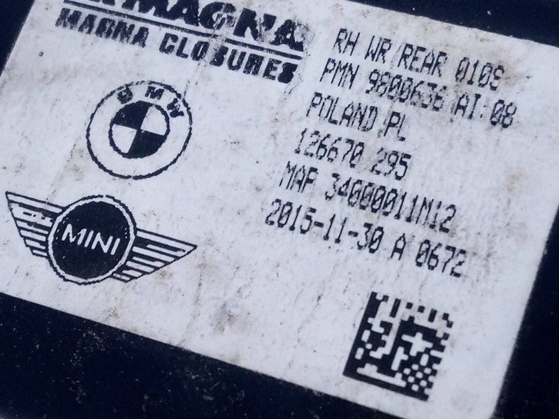 Recambio de elevalunas trasero derecho para bmw mini countryman (r60) one d referencia OEM IAM 9800636  E1-B4-52-2