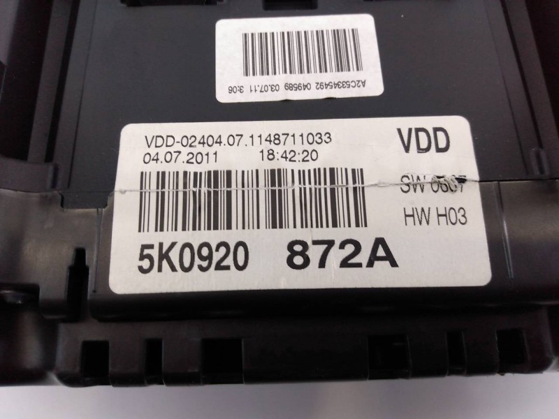 Recambio de cuadro instrumentos para volkswagen golf vi (5k1) advance referencia OEM IAM 5K0920872A  E2-A1-23-6