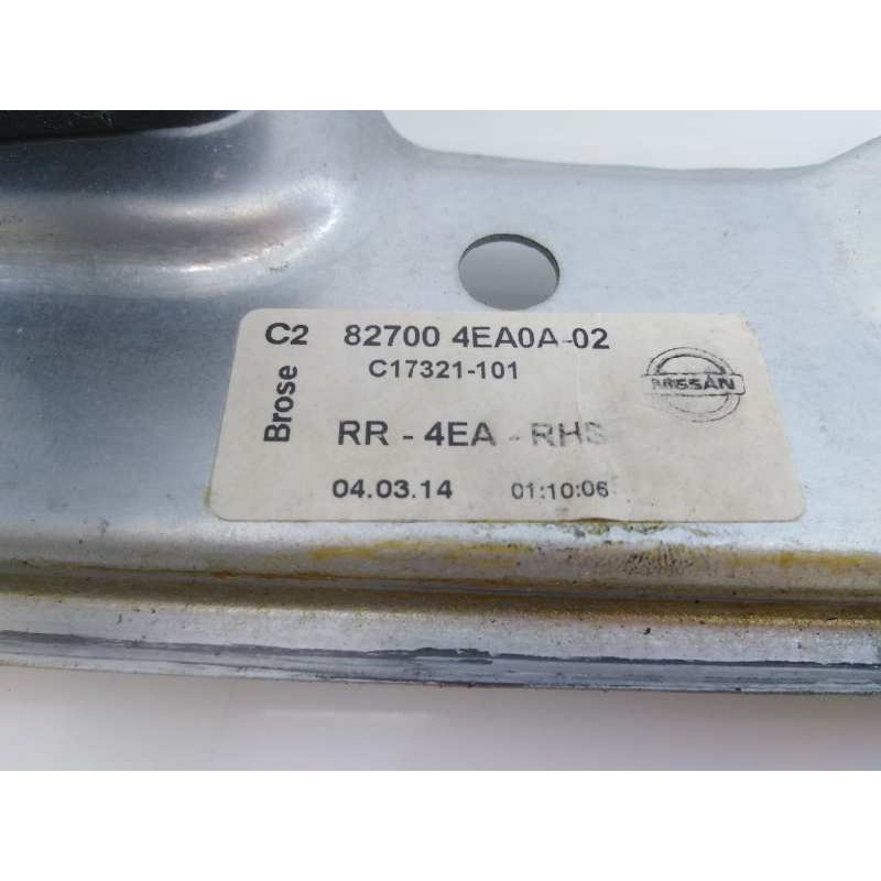 Recambio de elevalunas trasero derecho para nissan qashqai (j11) acenta referencia OEM IAM 827004EA0A02 C17321101 E2-A4-5-2