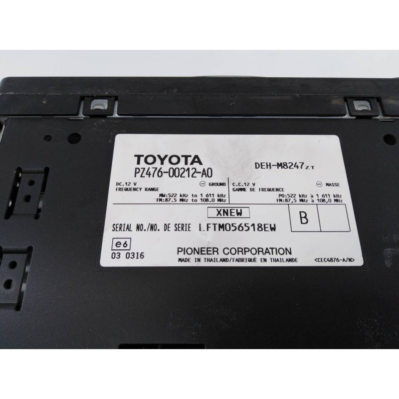 Recambio de sistema audio / radio cd para toyota prius (nhw30) plug-in hybrid advance referencia OEM IAM PZ47600212A0 DEHM8247ZT