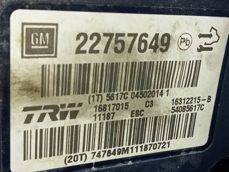 Recambio de abs para opel insignia berlina edition referencia OEM IAM 22757649  P3-A8-24-4