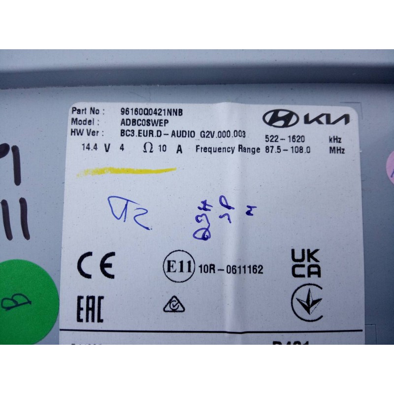 Recambio de sistema audio / radio cd para hyundai i20 klass referencia OEM IAM 96160Q0421NNB  E3-A3-44-1