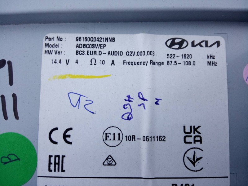 Recambio de sistema audio / radio cd para hyundai i20 klass referencia OEM IAM 96160Q0421NNB  E3-A3-44-1