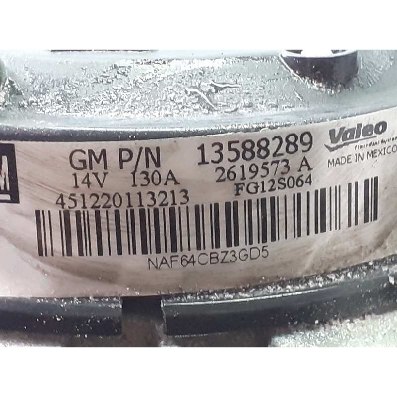 Recambio de alternador para opel mokka excellence referencia OEM IAM 13588289 2619573A P3-B5-13-2