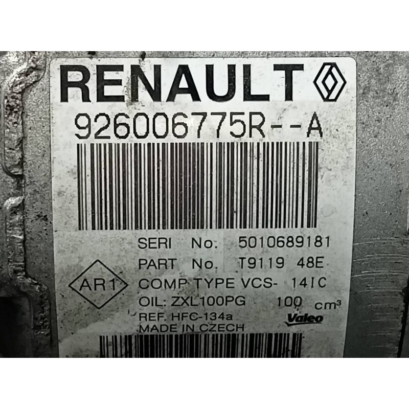 Recambio de compresor aire acondicionado para dacia sandero ambiance referencia OEM IAM 926006775R  P3-A2-8-3