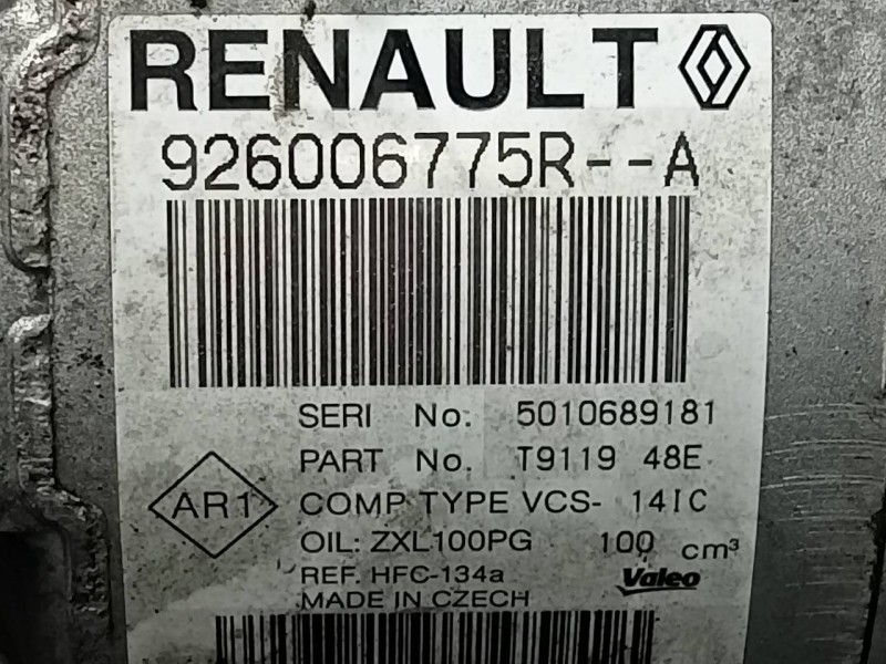 Recambio de compresor aire acondicionado para dacia sandero ambiance referencia OEM IAM 926006775R  P3-A2-8-3