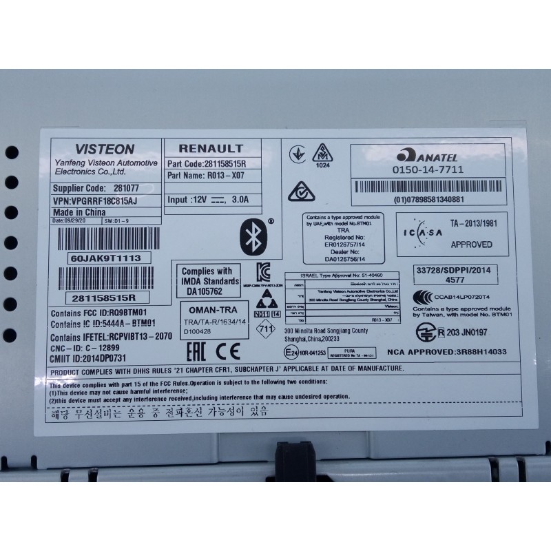 Recambio de sistema audio / radio cd para dacia dokker ambiance referencia OEM IAM 281158515R  E2-A1-39-3