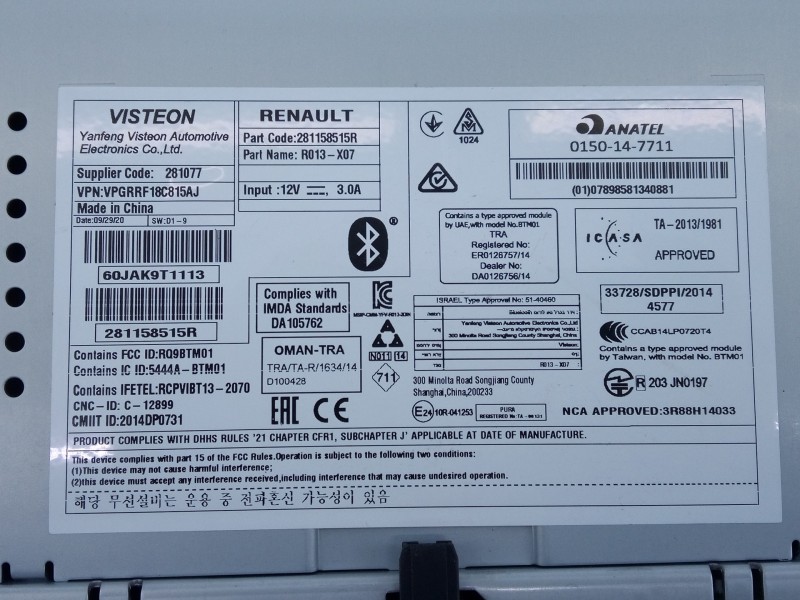 Recambio de sistema audio / radio cd para dacia dokker ambiance referencia OEM IAM 281158515R  E2-A1-39-3