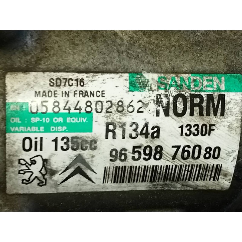Recambio de compresor aire acondicionado para citroën c4 picasso exclusive referencia OEM IAM 9659876080 05844802862 P3-B2-7-1