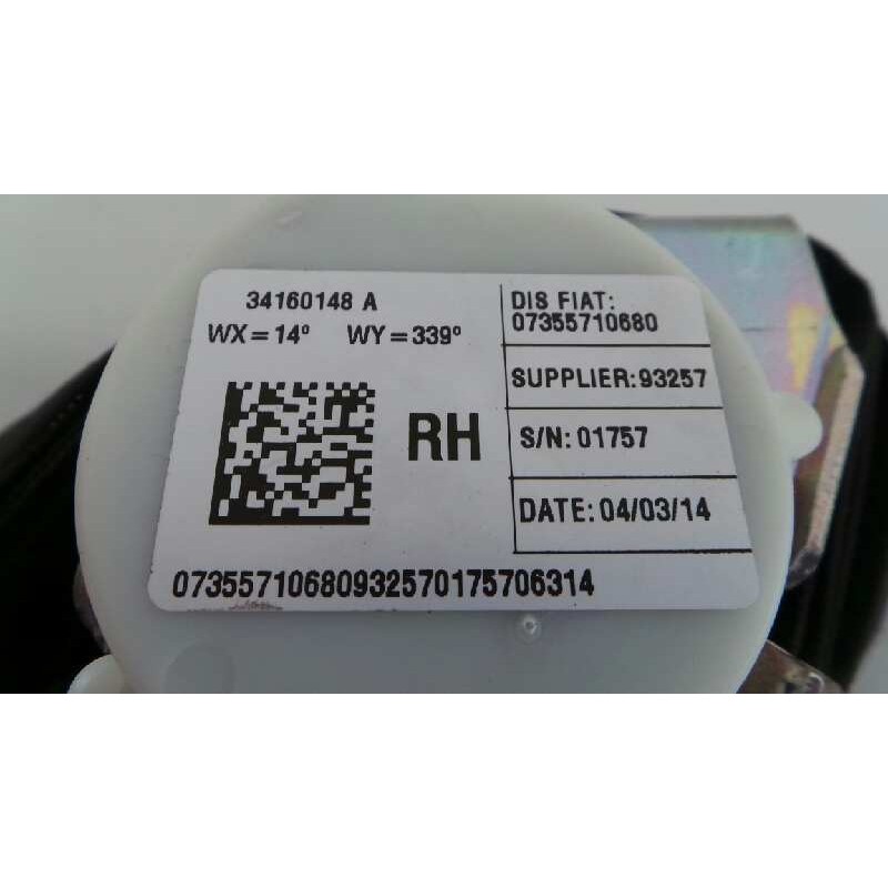 Recambio de cinturon seguridad trasero derecho para fiat 500 l living (351) pop star referencia OEM IAM 07355710680  E2-B2-60-2