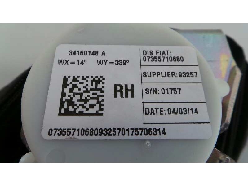 Recambio de cinturon seguridad trasero derecho para fiat 500 l living (351) pop star referencia OEM IAM 07355710680  E2-B2-60-2