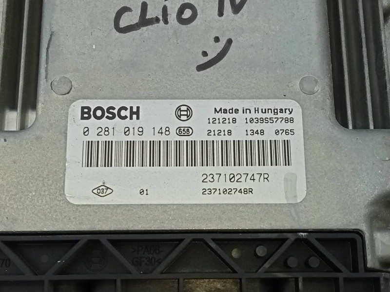 Recambio de centralita motor uce para renault clio iv dynamique referencia OEM IAM 237102747R 0281019148 E2-A1-15-2