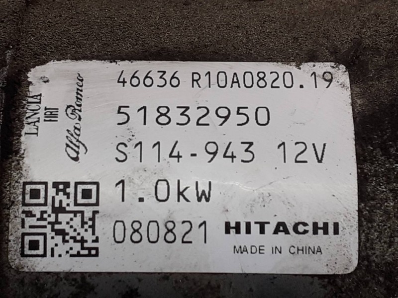 Recambio de motor arranque para fiat nuova 500 (150) sport referencia OEM IAM 51832950 R10A082019 P3-B7-1-3