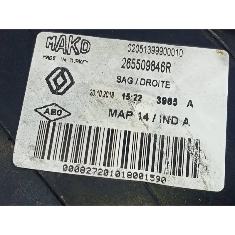 Recambio de piloto trasero derecho para renault clio iv limited referencia OEM IAM 265509846R  E1-A1-39-1