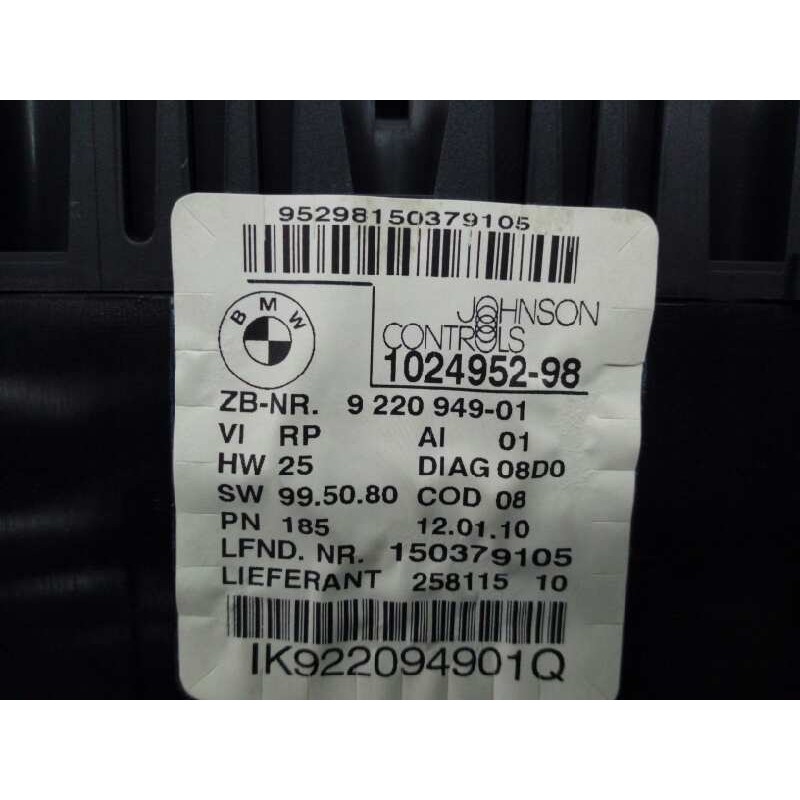 Recambio de cuadro instrumentos para bmw serie 1 berlina (e81/e87) 118d referencia OEM IAM 102495298 IK922094901Q E3-A2-39-2