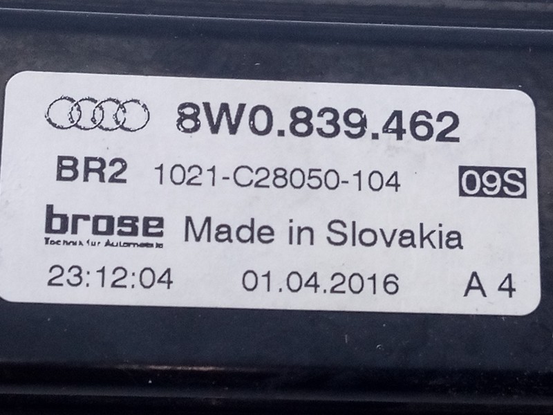 Recambio de elevalunas trasero derecho para audi a4 berlina (8w2) sport edition referencia OEM IAM 8W0839462 0130822668 E1-B6-34