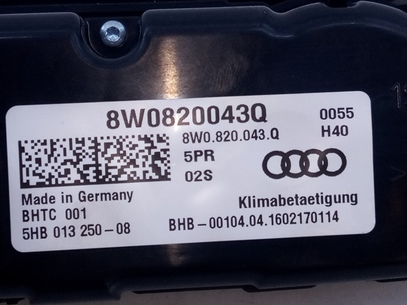 Recambio de mando climatizador para audi a4 berlina (8w2) sport edition referencia OEM IAM 8W0820043BG  E2-A1-5-2