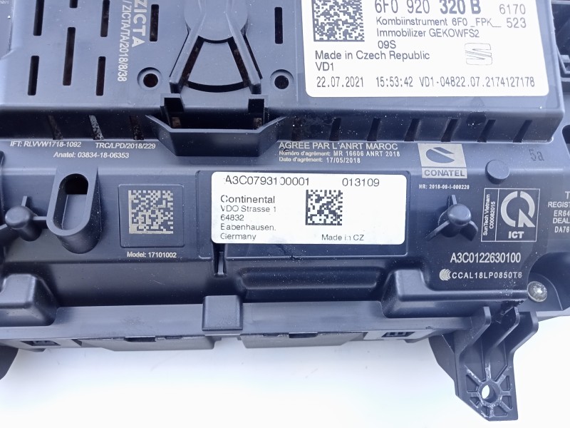 Recambio de cuadro instrumentos para seat ibiza (kj1) fr referencia OEM IAM 6F0920320B  E2-A1-25-5