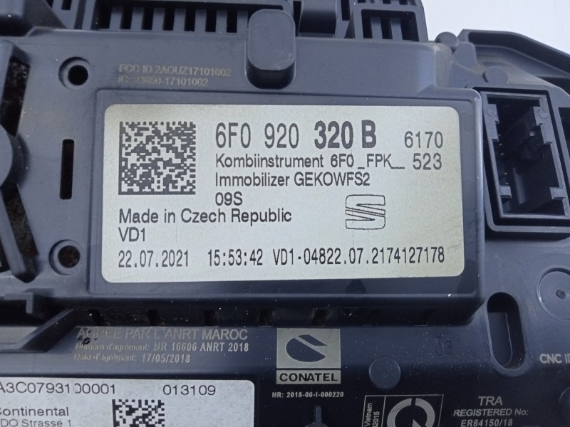 Recambio de cuadro instrumentos para seat ibiza (kj1) fr referencia OEM IAM 6F0920320B  E2-A1-25-5