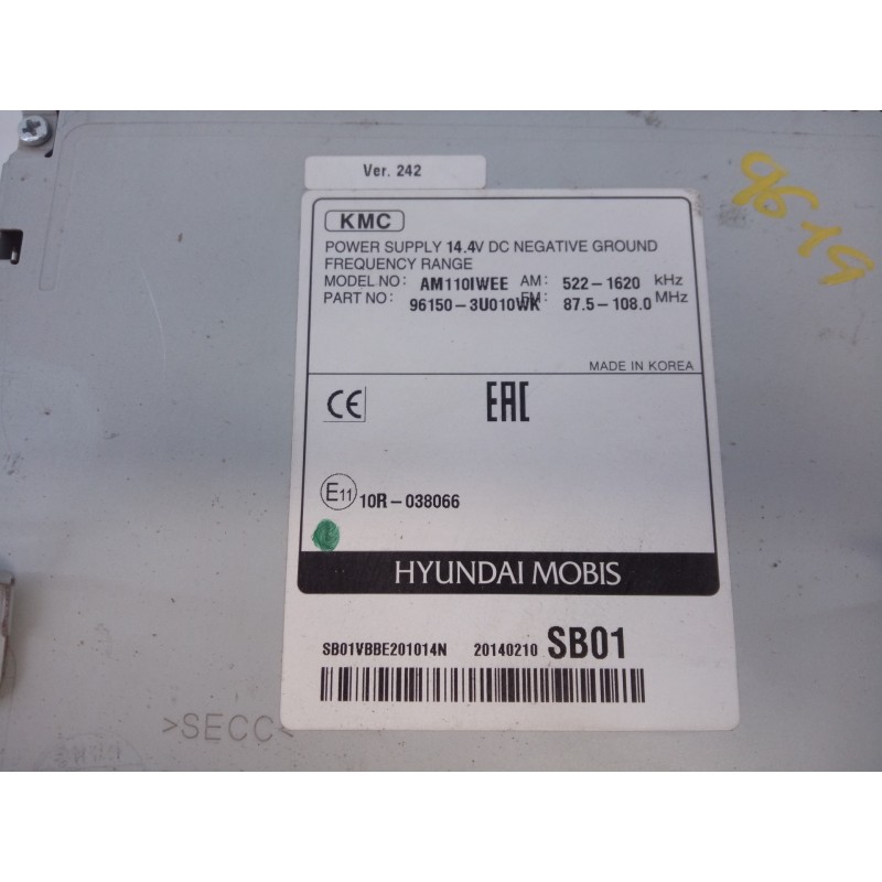 Recambio de sistema audio / radio cd para kia sportage concept 4x2 referencia OEM IAM 961503U010WK  E3-A3-30-1