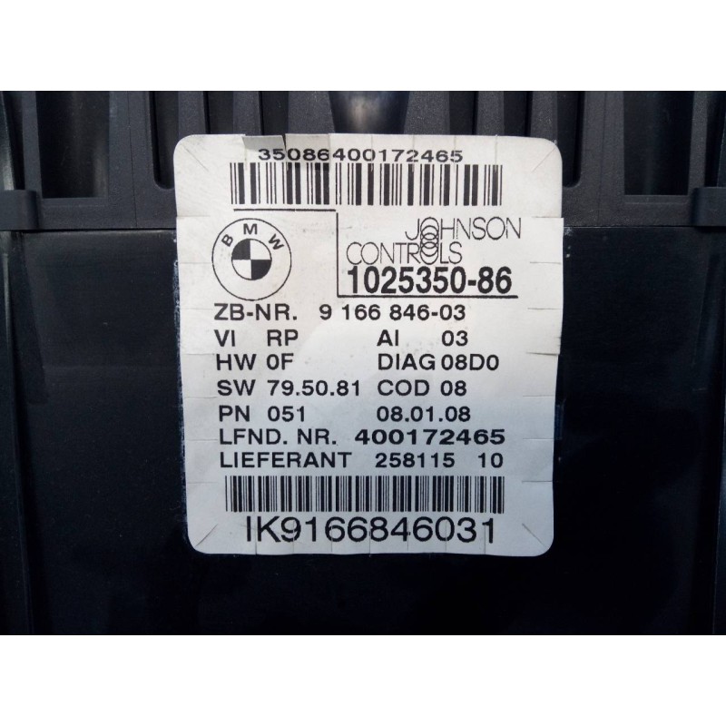 Recambio de cuadro instrumentos para bmw serie 3 berlina (e90) 320d referencia OEM IAM 916684603 IK9166846031 E3-A2-14-4