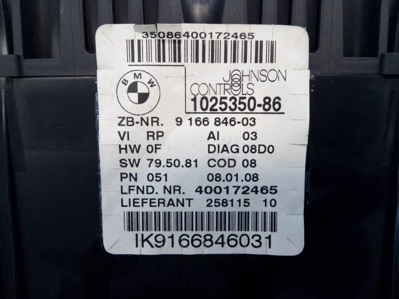 Recambio de cuadro instrumentos para bmw serie 3 berlina (e90) 320d referencia OEM IAM 916684603 IK9166846031 E3-A2-14-4