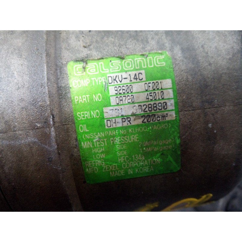 Recambio de compresor aire acondicionado para nissan terrano/terrano.ii (r20) aventura referencia OEM IAM 926000F001  P3-A1-12-2