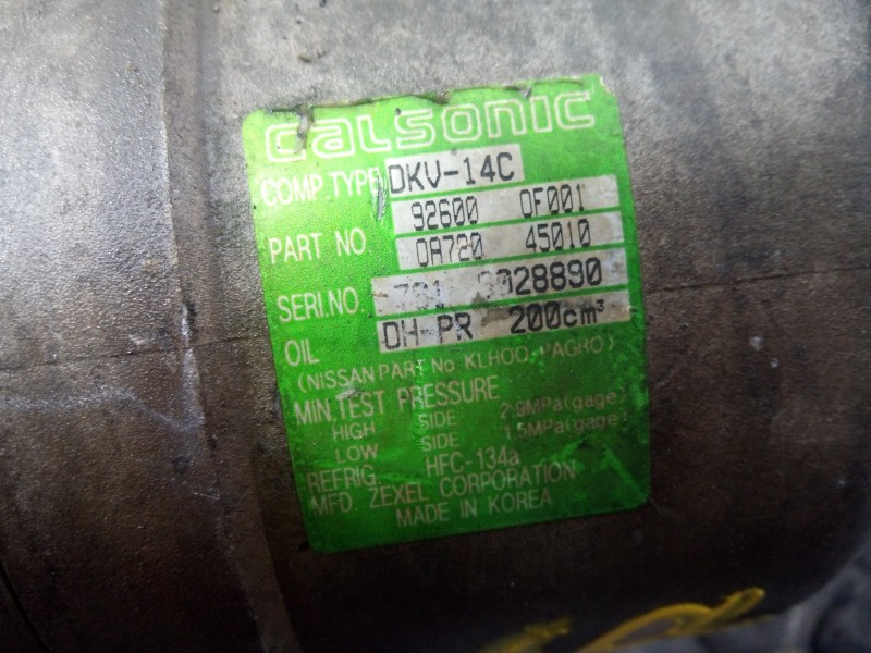 Recambio de compresor aire acondicionado para nissan terrano/terrano.ii (r20) aventura referencia OEM IAM 926000F001  P3-A1-12-2