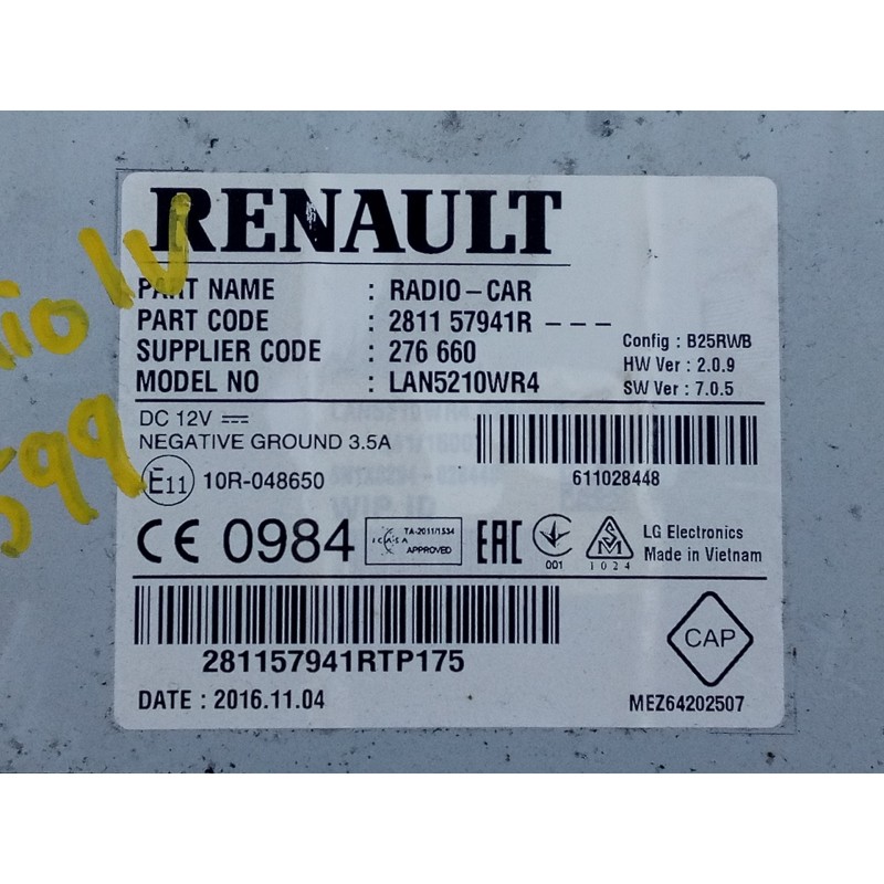Recambio de sistema navegacion gps para renault clio iv dynamique referencia OEM IAM 281157941R 281157941RTP175 E2-A3-13-2