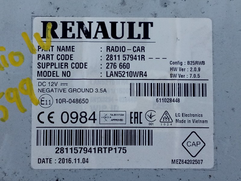 Recambio de sistema navegacion gps para renault clio iv dynamique referencia OEM IAM 281157941R 281157941RTP175 E2-A3-13-2