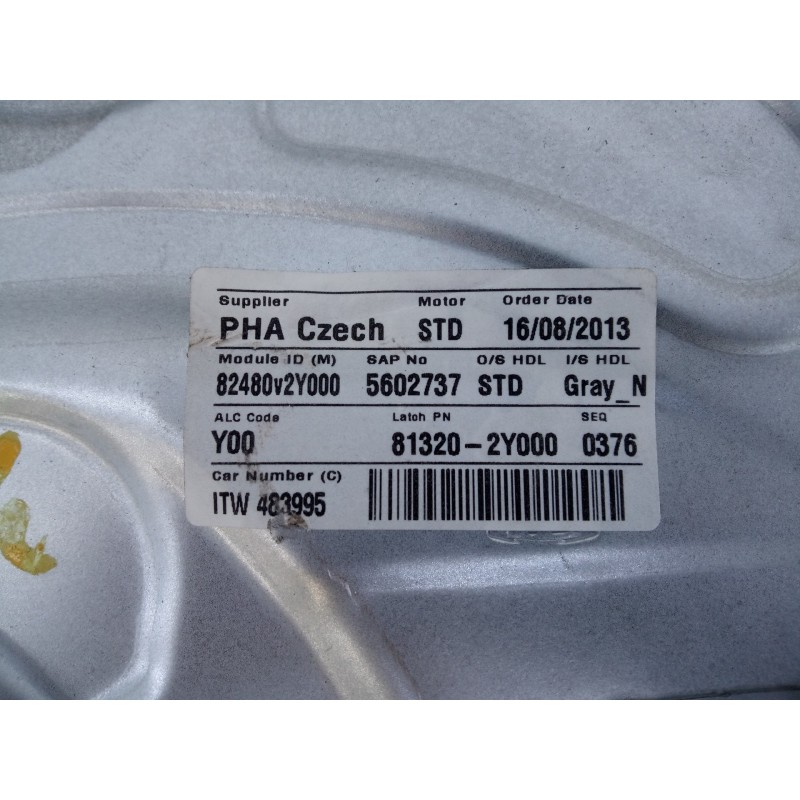 Recambio de elevalunas delantero derecho para hyundai ix35 style 2wd referencia OEM IAM 82480V2Y000 402390B P2-B4-28