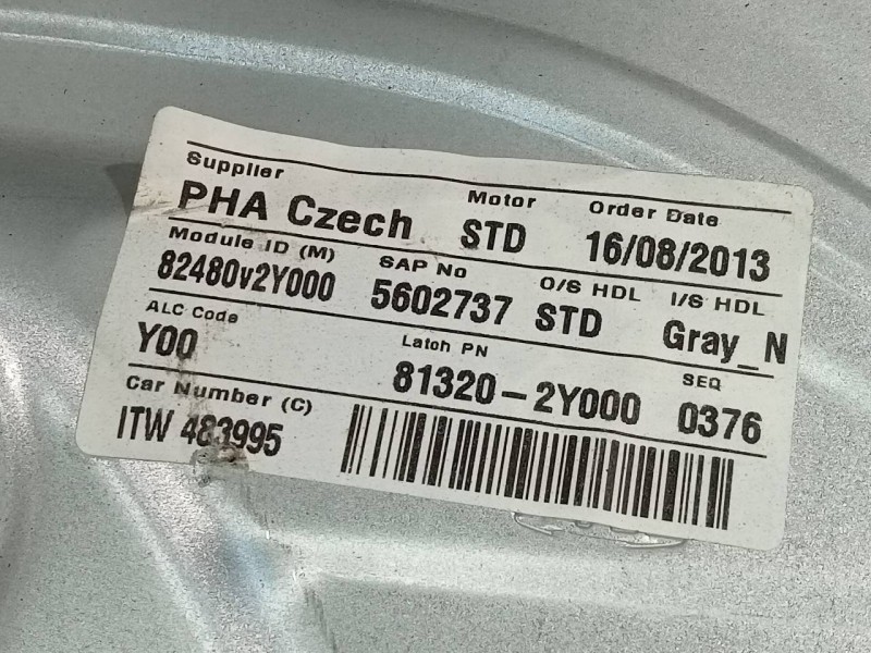 Recambio de elevalunas trasero derecho para hyundai ix35 style 2wd referencia OEM IAM 813202Y000 82480V2Y000 P2-B4-28