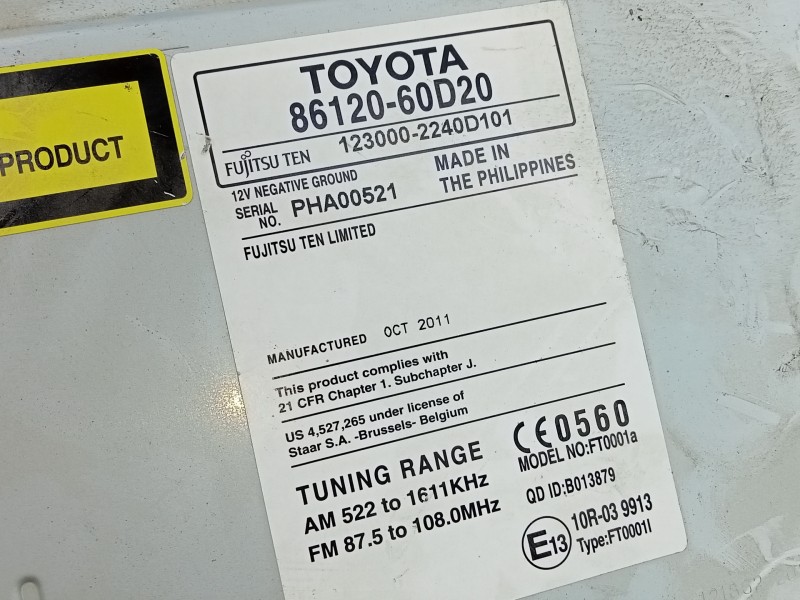 Recambio de sistema audio / radio cd para toyota land cruiser (j15) basis referencia OEM IAM 8612060D20  E3-B2-17-1