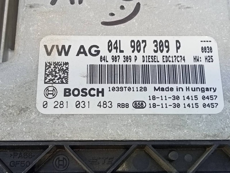 Recambio de centralita motor uce para seat ateca (kh7) xcellence referencia OEM IAM 04L907309P 0281031483 E2-A1-15-2