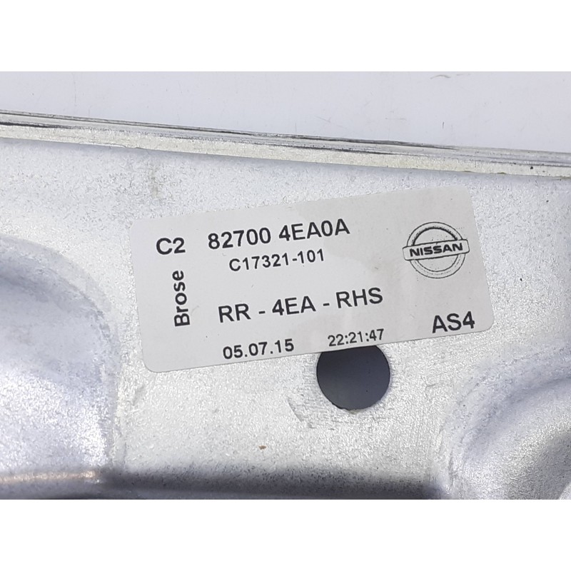 Recambio de elevalunas trasero derecho para nissan qashqai (j11) tekna referencia OEM IAM 827004EA0A  E2-A4-19-1