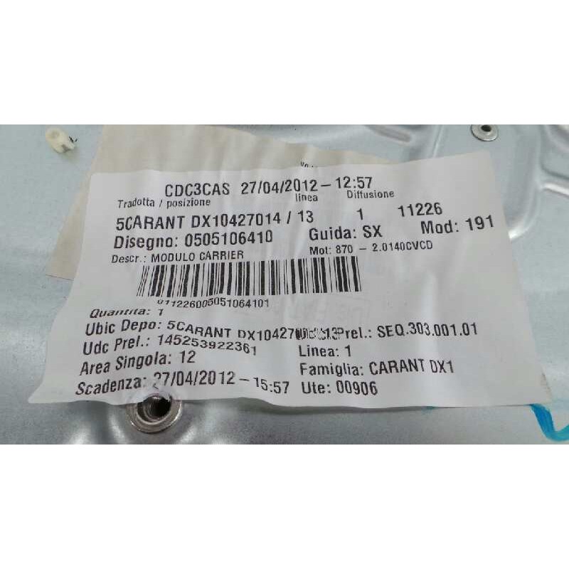 Recambio de elevalunas delantero derecho para alfa romeo giulietta (191) distinctive referencia OEM IAM 0505106410  P2-B4-9