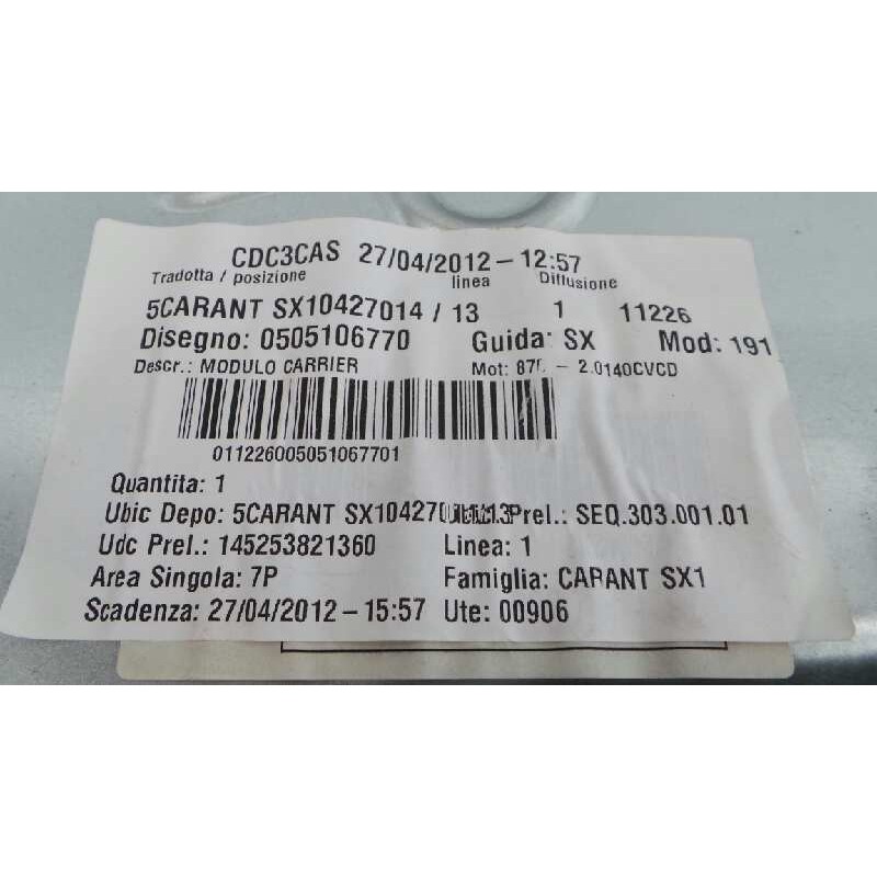 Recambio de elevalunas delantero izquierdo para alfa romeo giulietta (191) distinctive referencia OEM IAM 0505106770  P2-B4-9