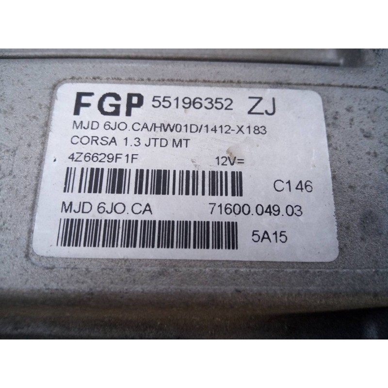 Recambio de centralita motor uce para opel corsa c corsavan (comercial) referencia OEM IAM 55196352ZJ 4Z6629F1F E3-A5-17-4