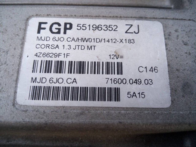 Recambio de centralita motor uce para opel corsa c corsavan (comercial) referencia OEM IAM 55196352ZJ 4Z6629F1F E3-A5-17-4